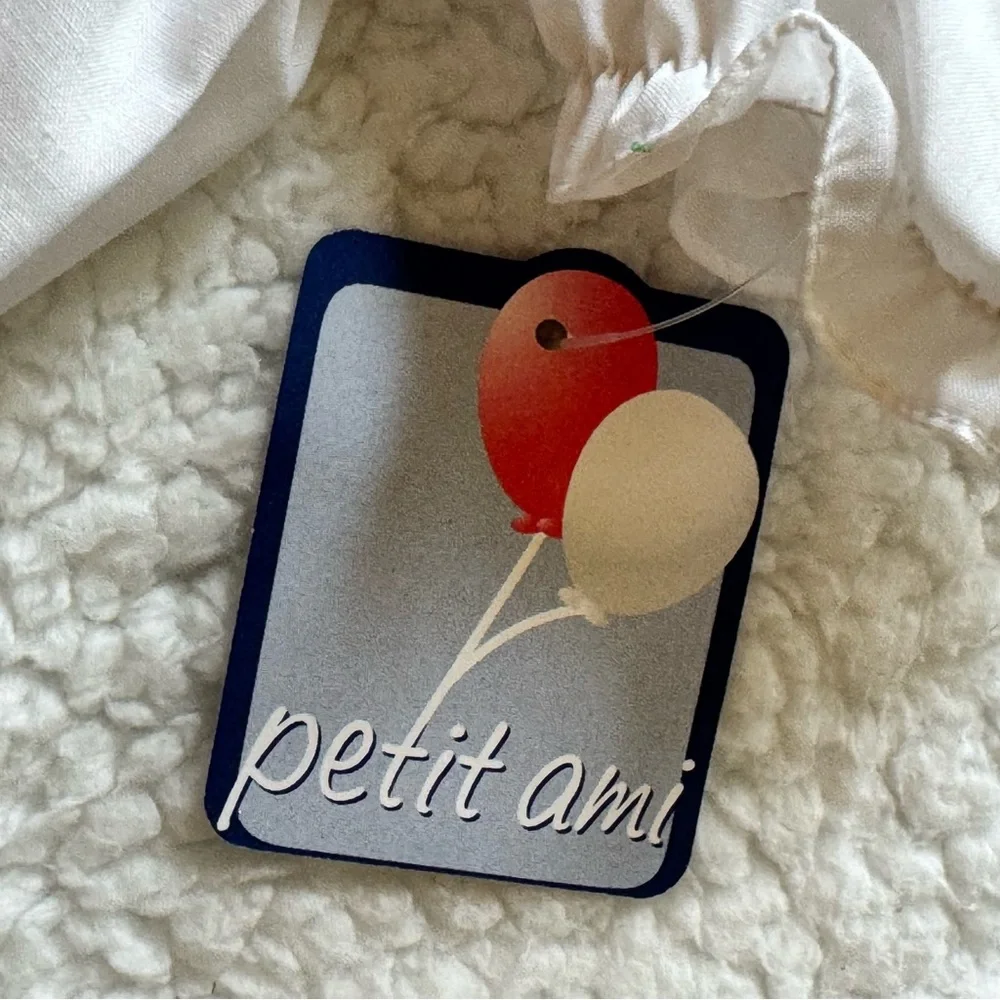 NWT Petit Ami White Embroidered Baby Dress Peter Pan Lace Trim Collar Bloomers